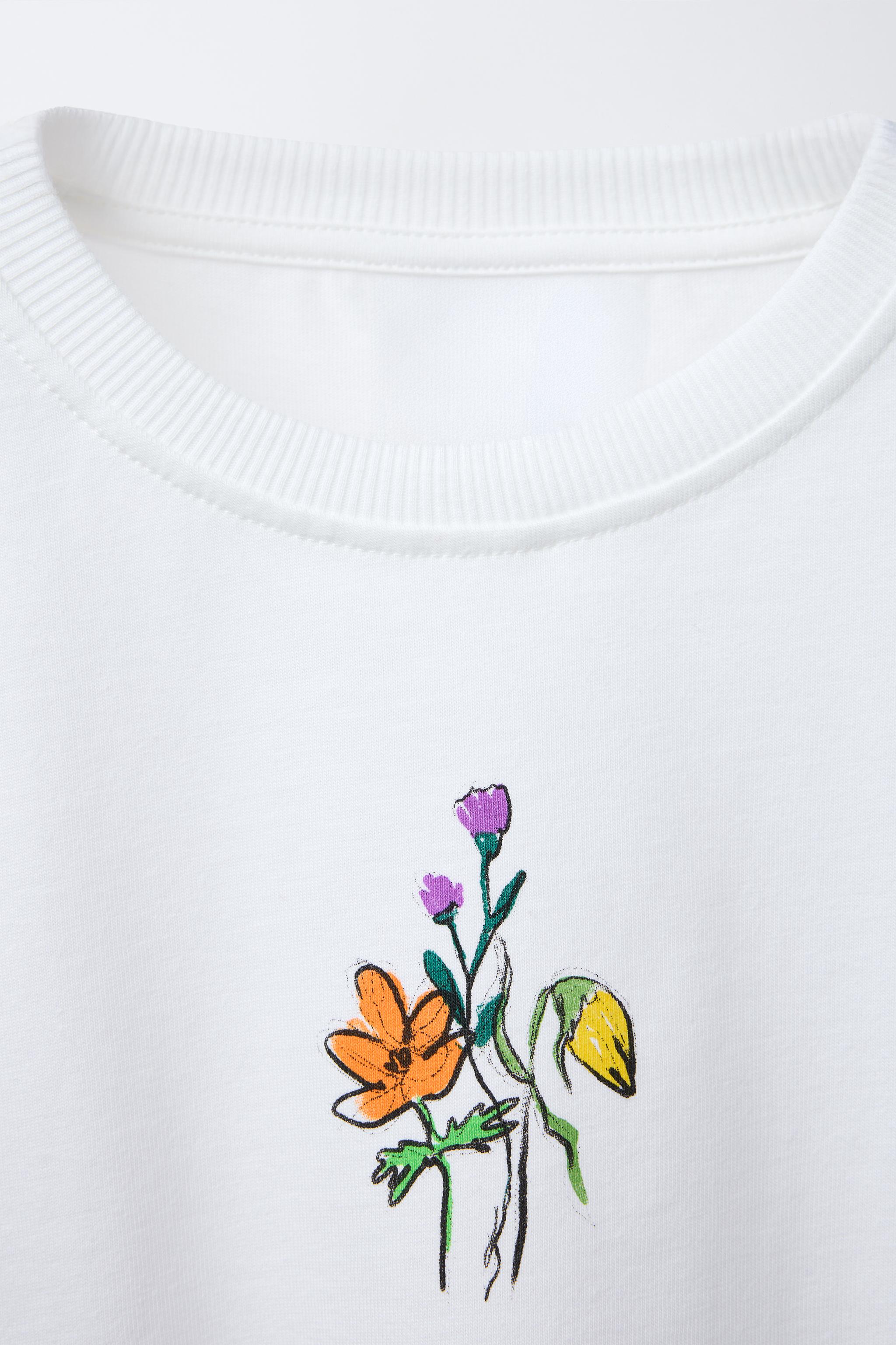 FLORAL T-SHIRT - White | ZARA United States