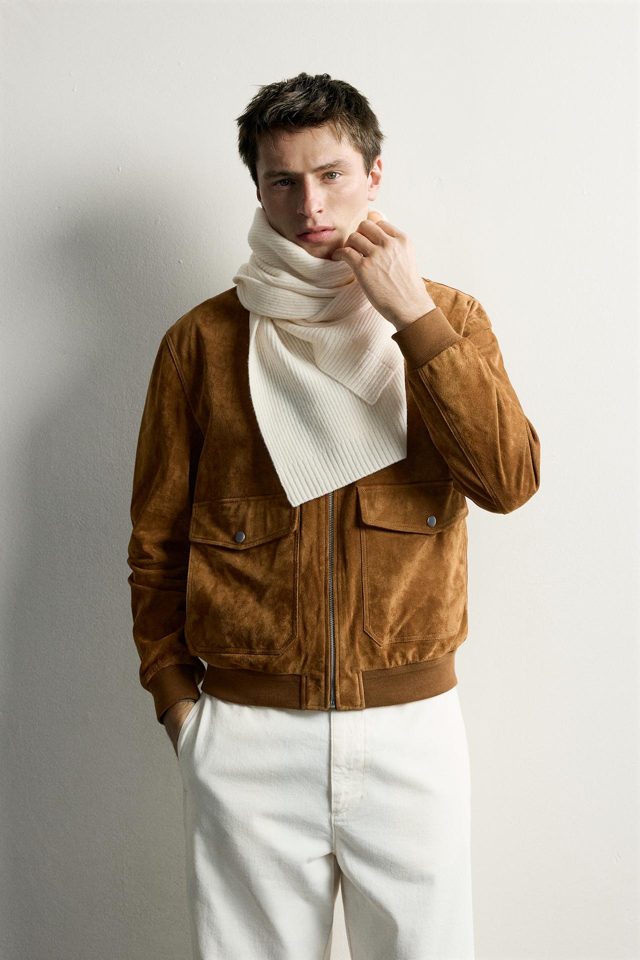 100% WOOL KNIT SCARF — Ecru
