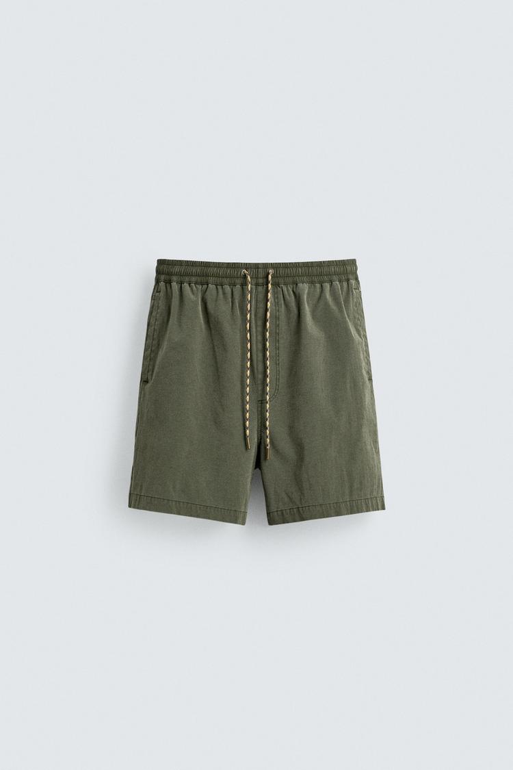 ZARA LONG SWIM SHORTS WITH FADED EFFECT