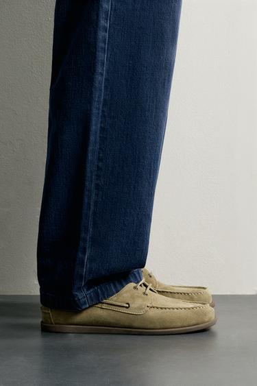 LEATHER DECK SHOES - Brown by Zara - Image 0