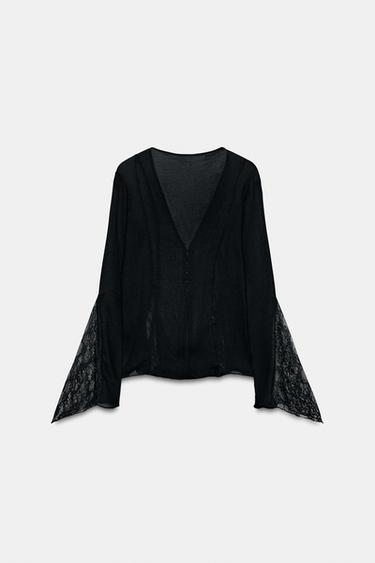 MATCHING LACE TOP - Black by Zara - Image 6