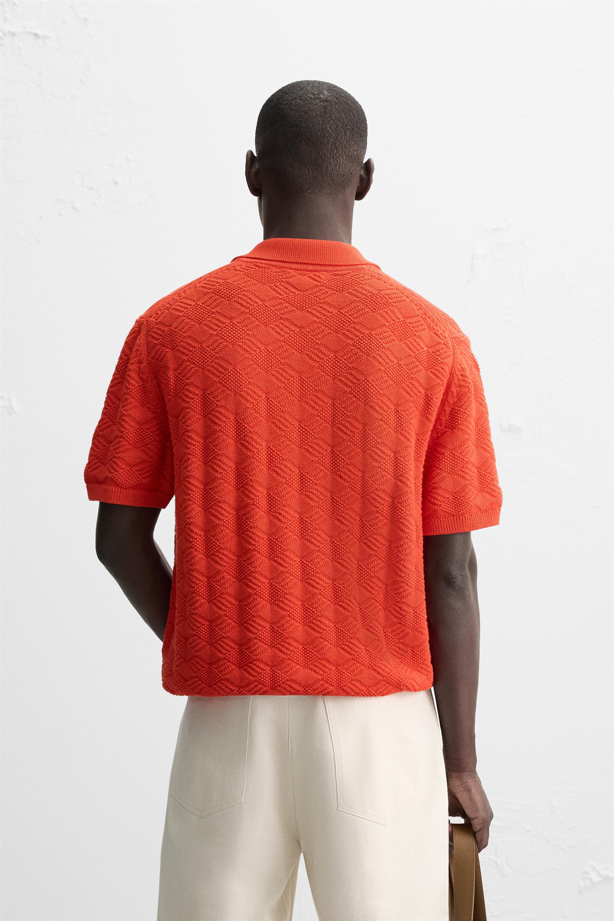 DIAMOND KNIT POLO SHIRT - Red | ZARA United States DIAMOND KNIT POLO SHIRT - Red | ZARA United States