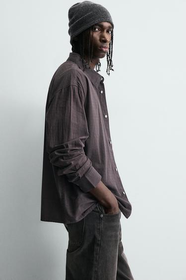 RELAXED FIT CHECK SHIRT - Black / Brown by Zara - Image 5