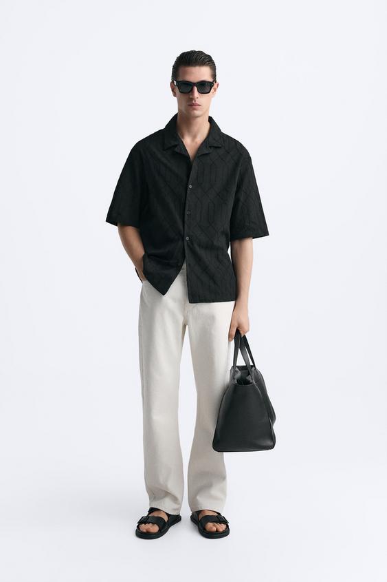 GEOMETRIC JACQUARD SHIRT - Black | ZARA United States