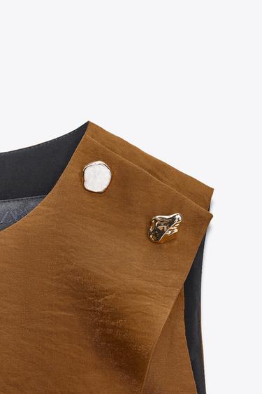 TOP CROISÉ SATINÉ - Caramel de Zara - Image 7