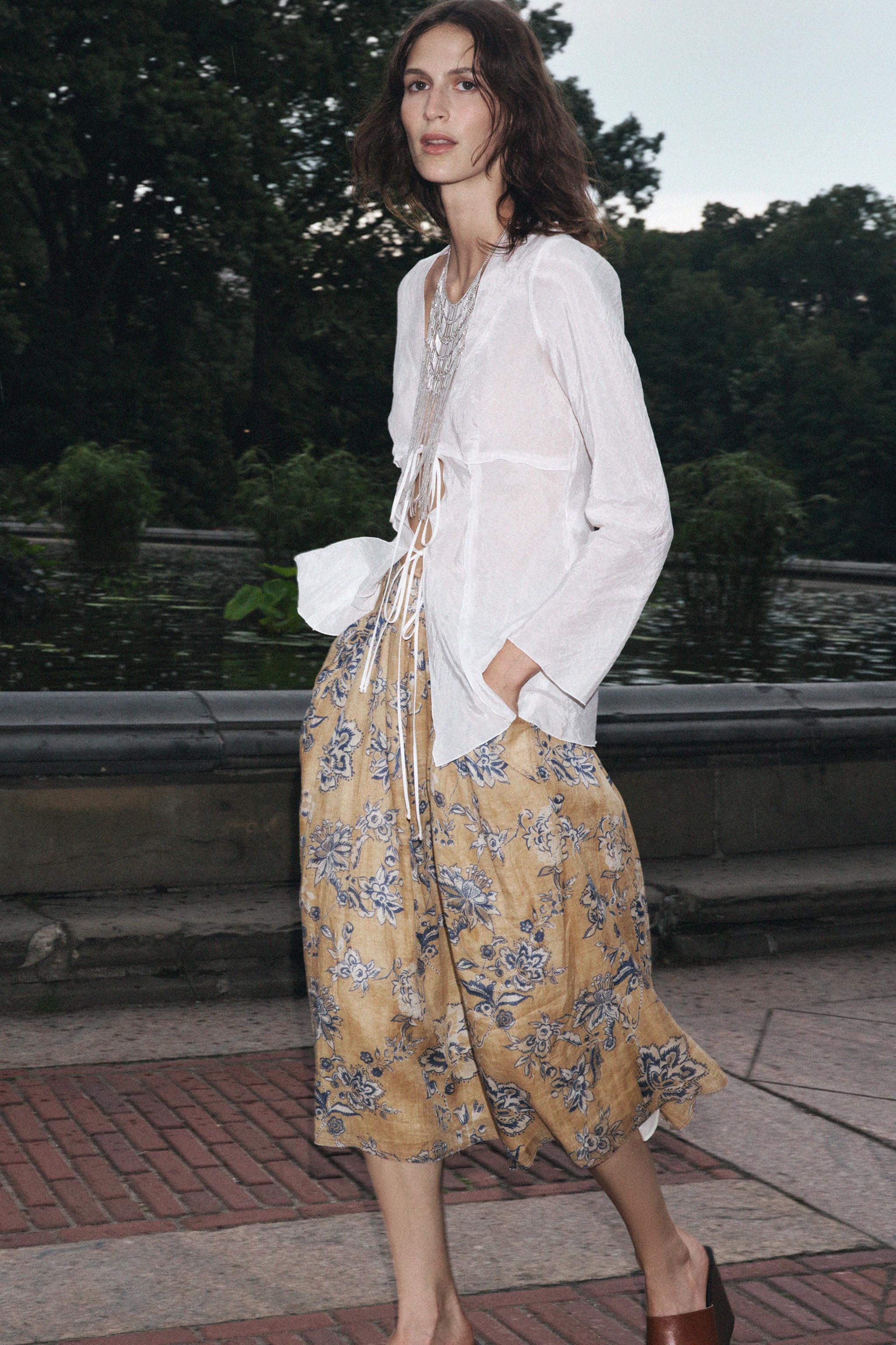 トップス papier blouse ZW COLLECTION TIE BLOUSE - Oyster-white | ZARA Canada