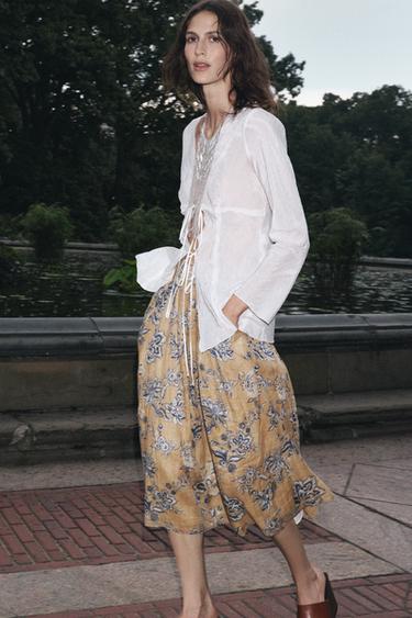 ZW COLLECTION BLOUSE WITH TIES - Oyster-white by Zara - Image 7