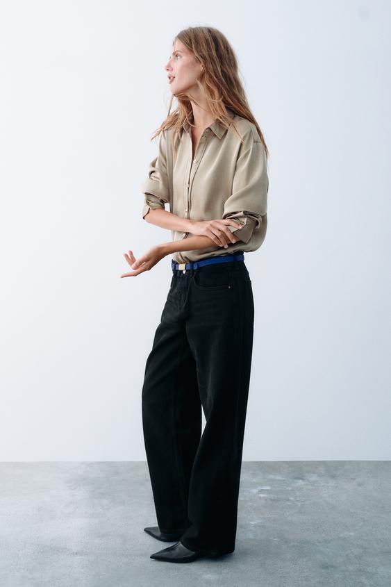 GOLD BUTTON SATIN SHIRT - Light khaki by Zara - Image 2
