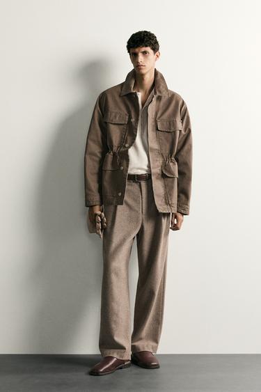 CAZADORA LAVADA BOLSILLOS UTILITY - Verde de Zara - Imagen 0