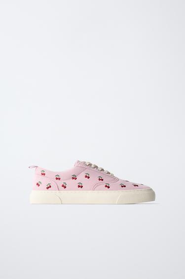 COTTON SNEAKERS WITH EMBROIDERY - Pink by Zara
