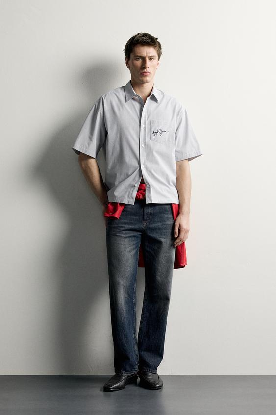 CAMISA LISTRADA BORDADA AYRTON SENNA © SENNA BRANDS - Azul-celeste da Zara - Imagem 0