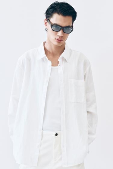 REGULAR FIT LINEN-COTTON SHIRT - White by Zara