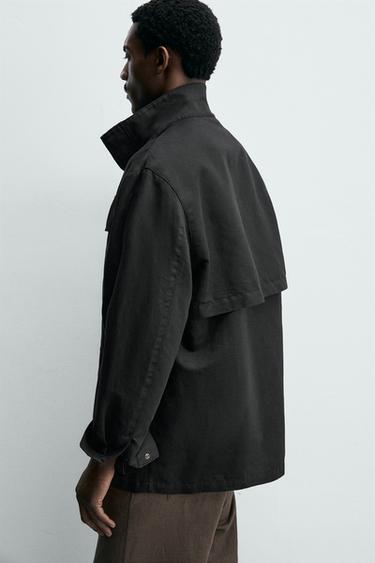 WASHED UTILITY OVERSHIRT WITH POCKETS - Black by Zara - Image 7