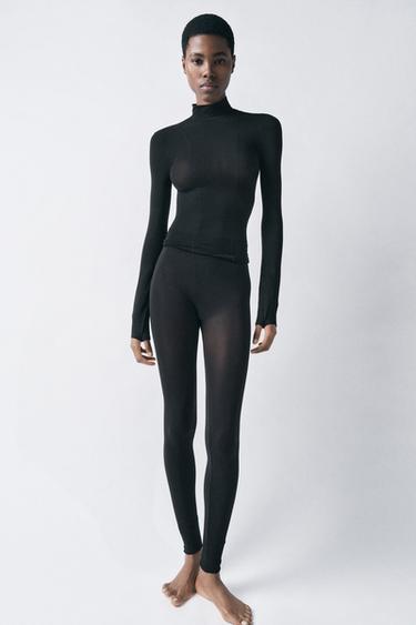 FITTED TOP WITH TOPSTITCHING - Black by Zara - Image 0