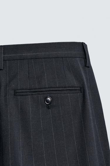 PINSTRIPE SUIT TROUSERS - Navy blue by Zara - Image 7