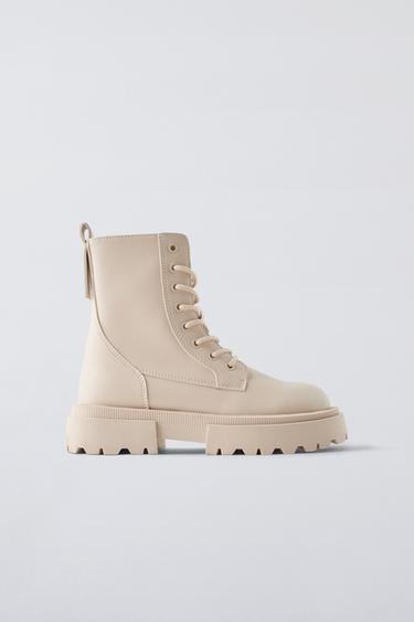 Zara ECRU ANKLE BOOTS - Off White