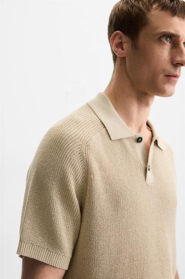 POLO EN MAILLE STRUCTURÉ - Beige de Zara - Image 6