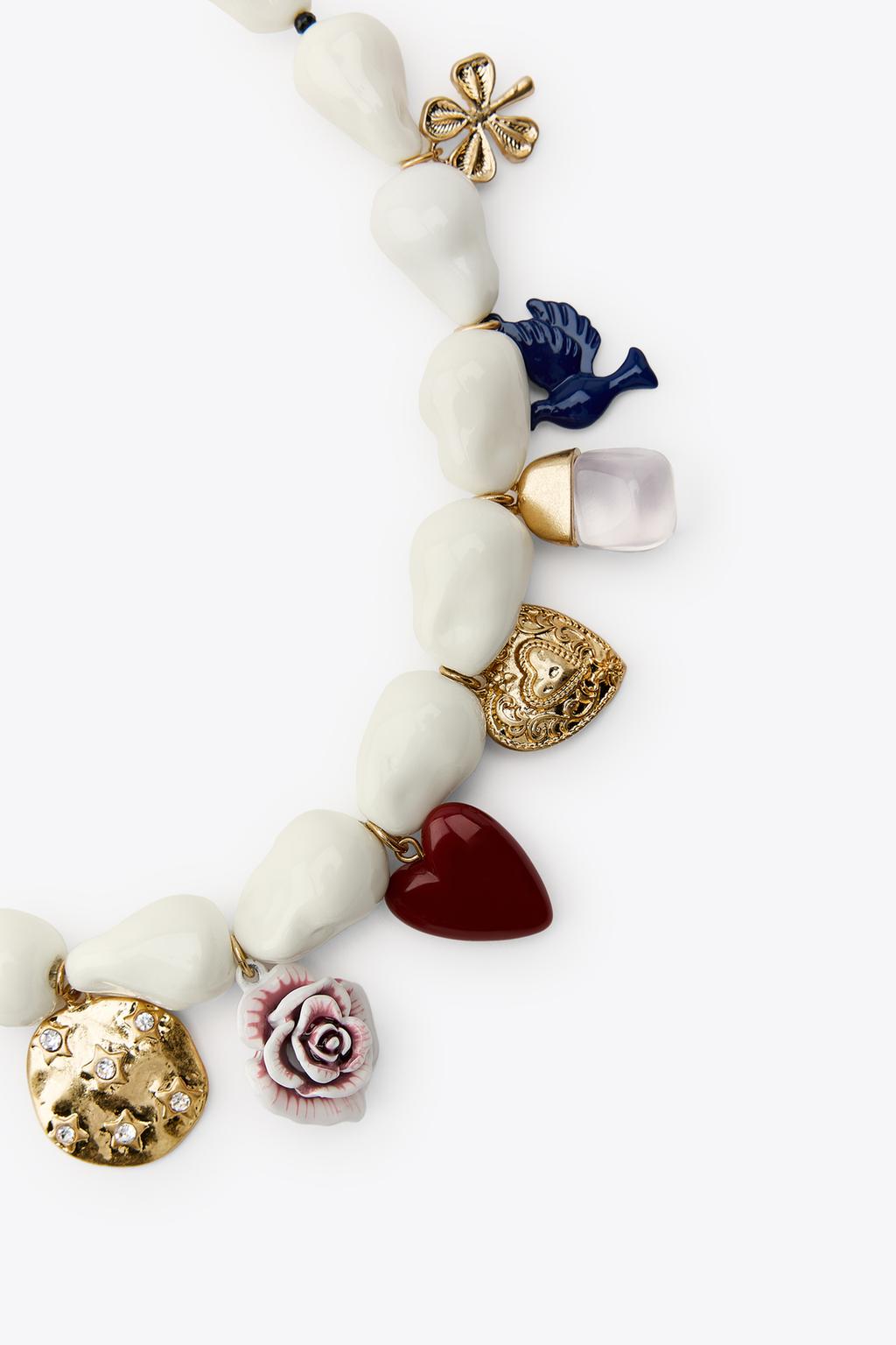 Thumbnail image for NECKLACE WITH FAUX PEARLS AND CHARMS