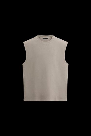 Zara RELAXED FIT TANK TOP - Gray - Image 0
