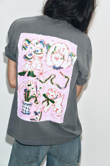 CAMISETA EFECTO LAVADO PAULA GRENOUILLE - Gris antracita de Zara