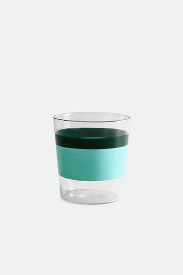 BOROSILICATE TUMBLER WITH STRIPES X COLLAGERIE - Blue by Zara