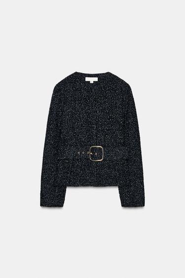 TEXTURED BLAZER WITH BELT - Black by Zara - Image 6