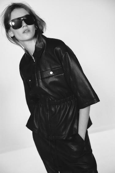 BLAZER DE POLIURETANO - Preto da Zara