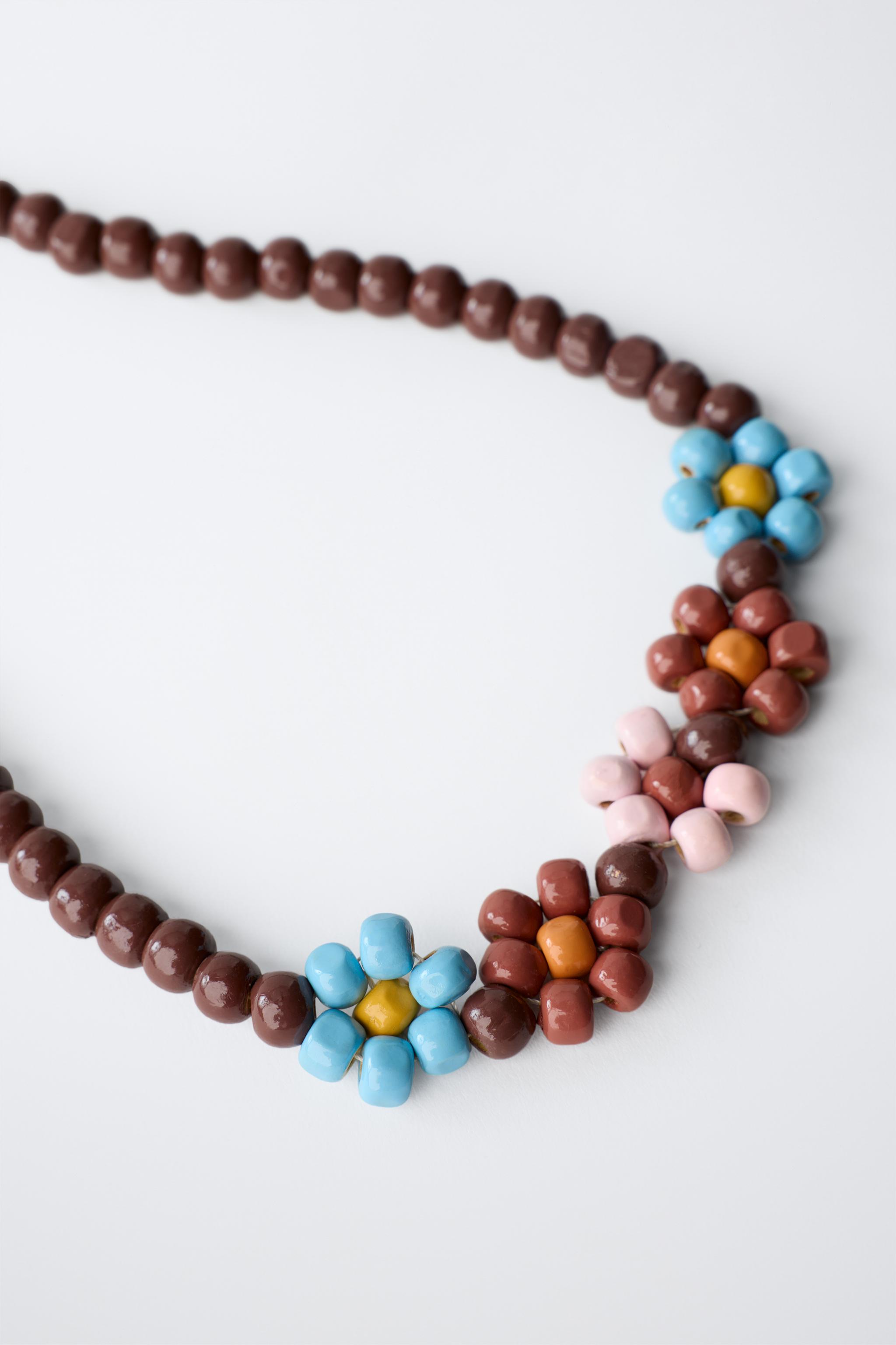 FLORAL BEAD NECKLACE — Multicolored