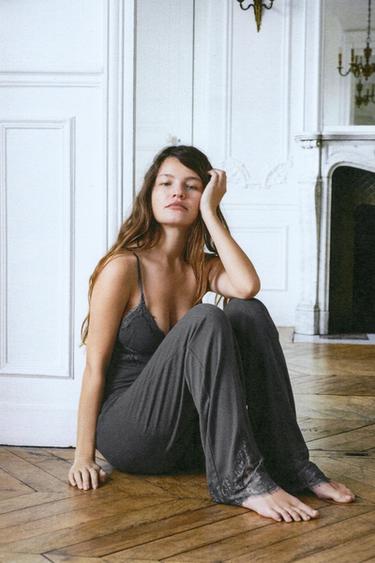 ΤΟΠ POINTELLE ΔΑΝΤΕΛΑ - Βαθύ γκρι του Zara