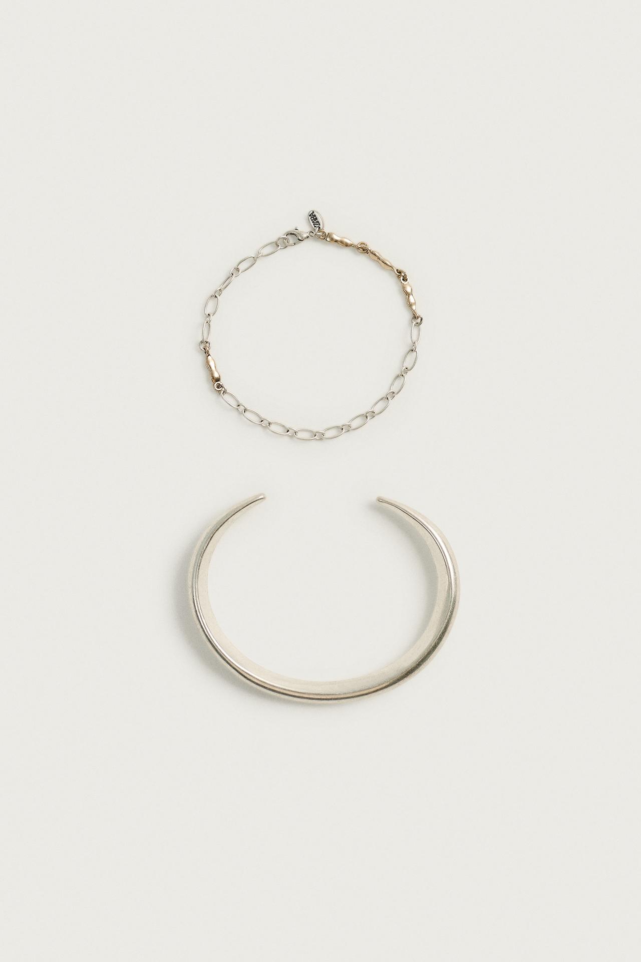 2-PACK METALLIC BRACELETS — Silver