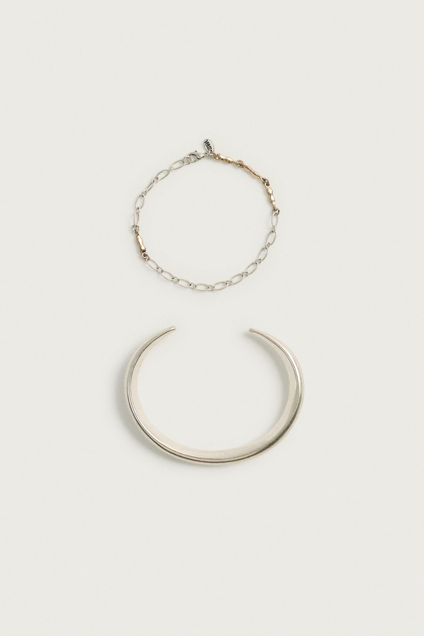 Мужские браслеты Zara 2-PACK Metallic, цвет: Серебряный — фото 3