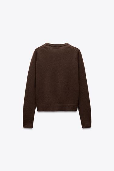 BASIC 100% WOOL SWEATER - Brown by Zara - Image 5