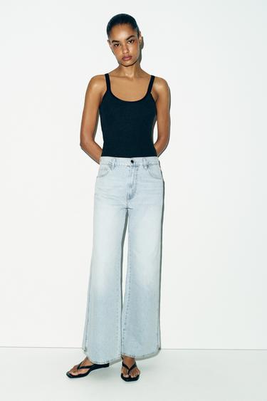 Z1975 STRAIGHT LOW-RISE JEANS WITH SEAM DETAIL - Light blue by Zara