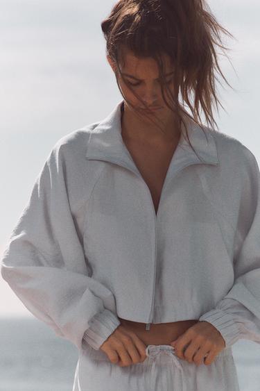 FLUID CROPPED JACKET - Blue grey by Zara