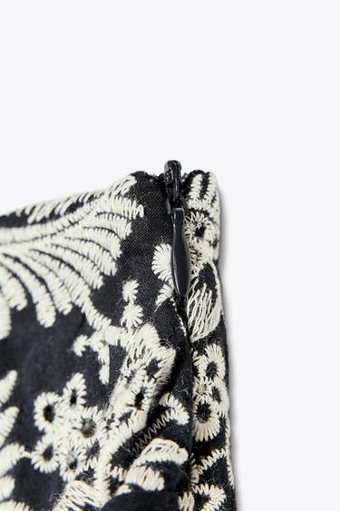 JUPE-CULOTTE NŒUD BRODÉE - Bleu / Blanc de Zara - Image 4