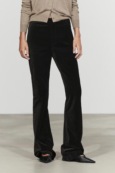 Velvet skinny flare fit pants — Black 2