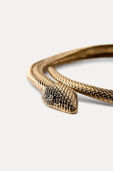 SNAKESKIN PRINT CHOKER NECKLACE - Aged gold by Zara - Image 3