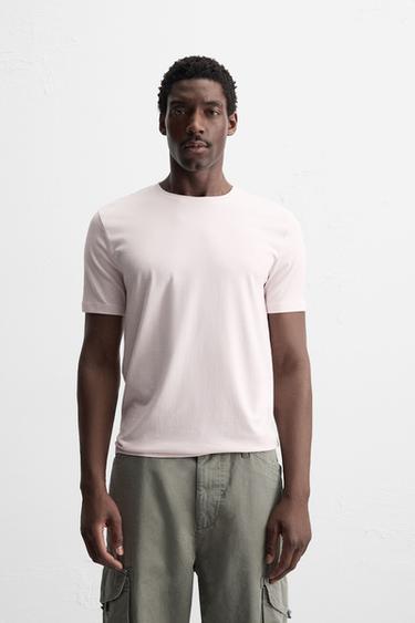 BLUZË SLIM FIT BAZIKE - Rozë e lehtë nga Zara