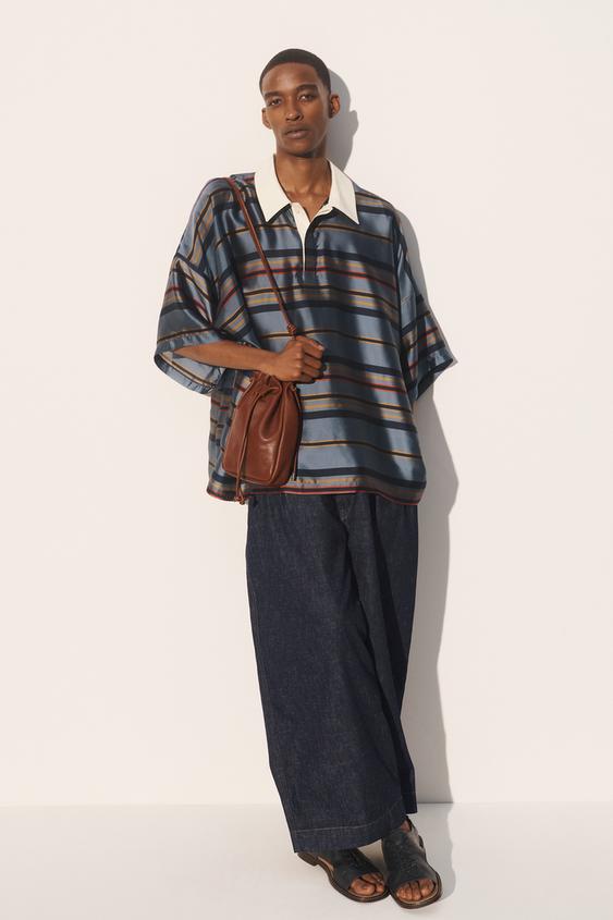 CUPRO-SILK BOXY FIT POLO SHIRT from Zara - $119