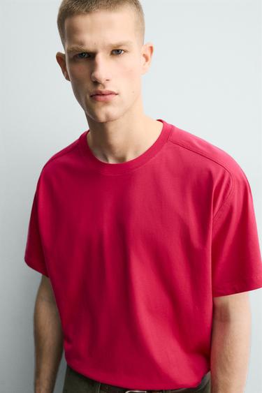 T-SHIRT RELAXED FIT À COUTURES - Fuchsia de Zara - Image 4