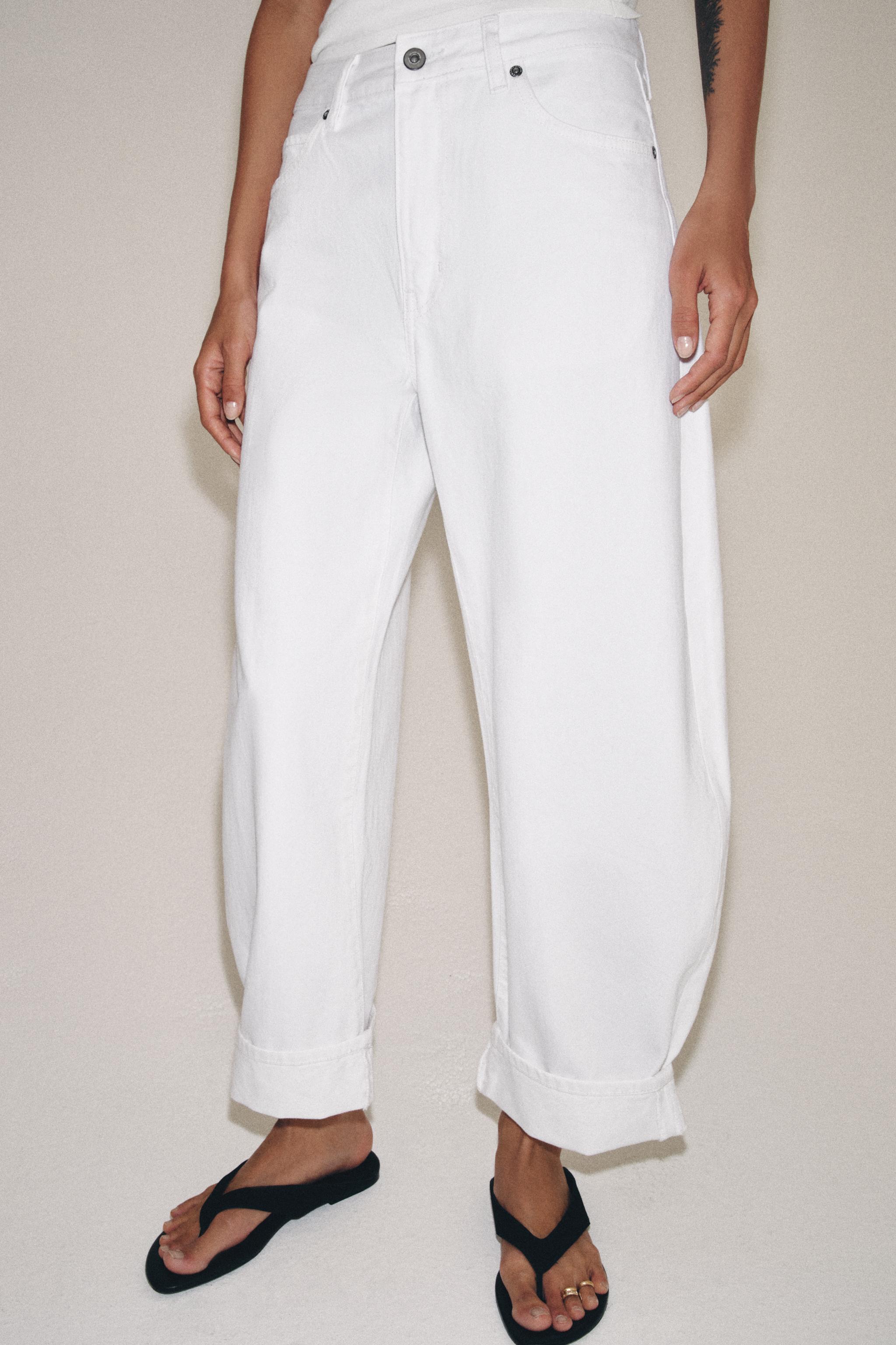 ZW COLLECTION MID-RISE BALLOON JEANS — White