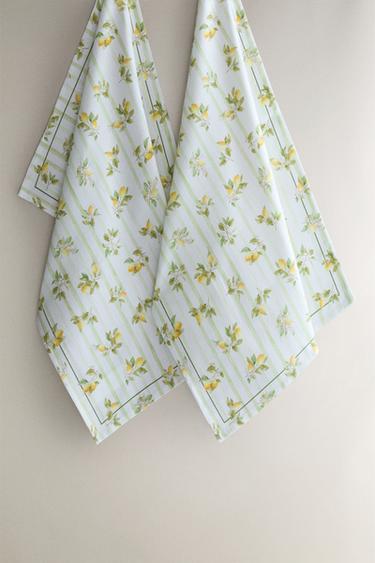 Zara PACK OF LEMON COTTON KITCHEN TOWELS (PACK OF 2) - Green - Image 0