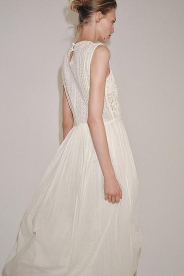 ROBE MI-LONGUE BRODÉE ZW COLLECTION - Écru de Zara - Image 4