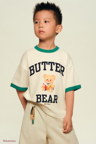 BUTTERBEAR © T-SHIRT WITH TRIM DETAIL - Ecru by Zara