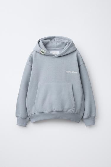 PLUSH SWEATSHIRT AND JOGGER TROUSERS SET WITH SLOGAN - Light grey by Zara - Image 1