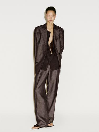 Zara Melange linen darted trousers - Limited Edition - Chocolate - Image 0