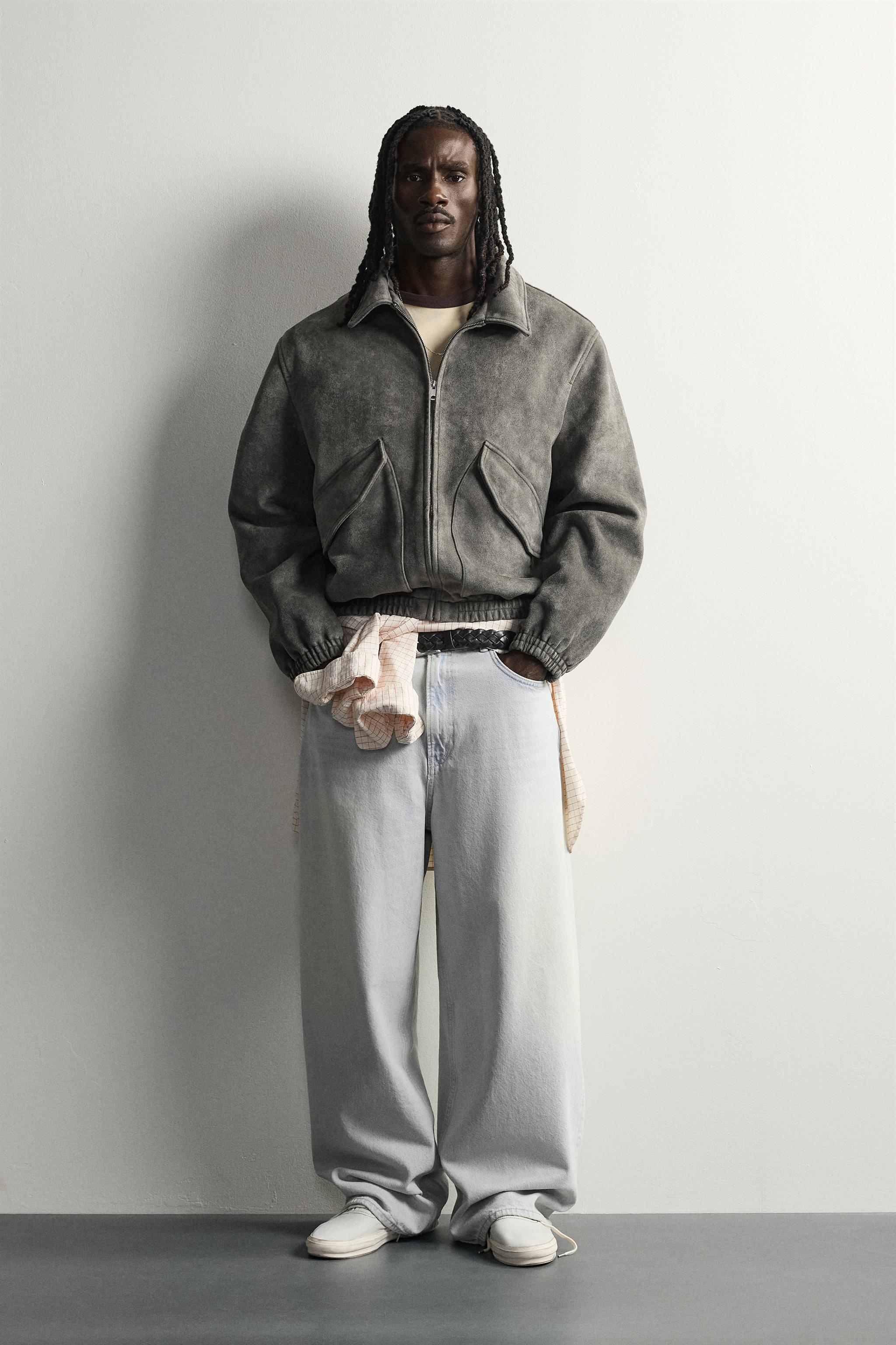 WASHED FAUX SUEDE JACKET