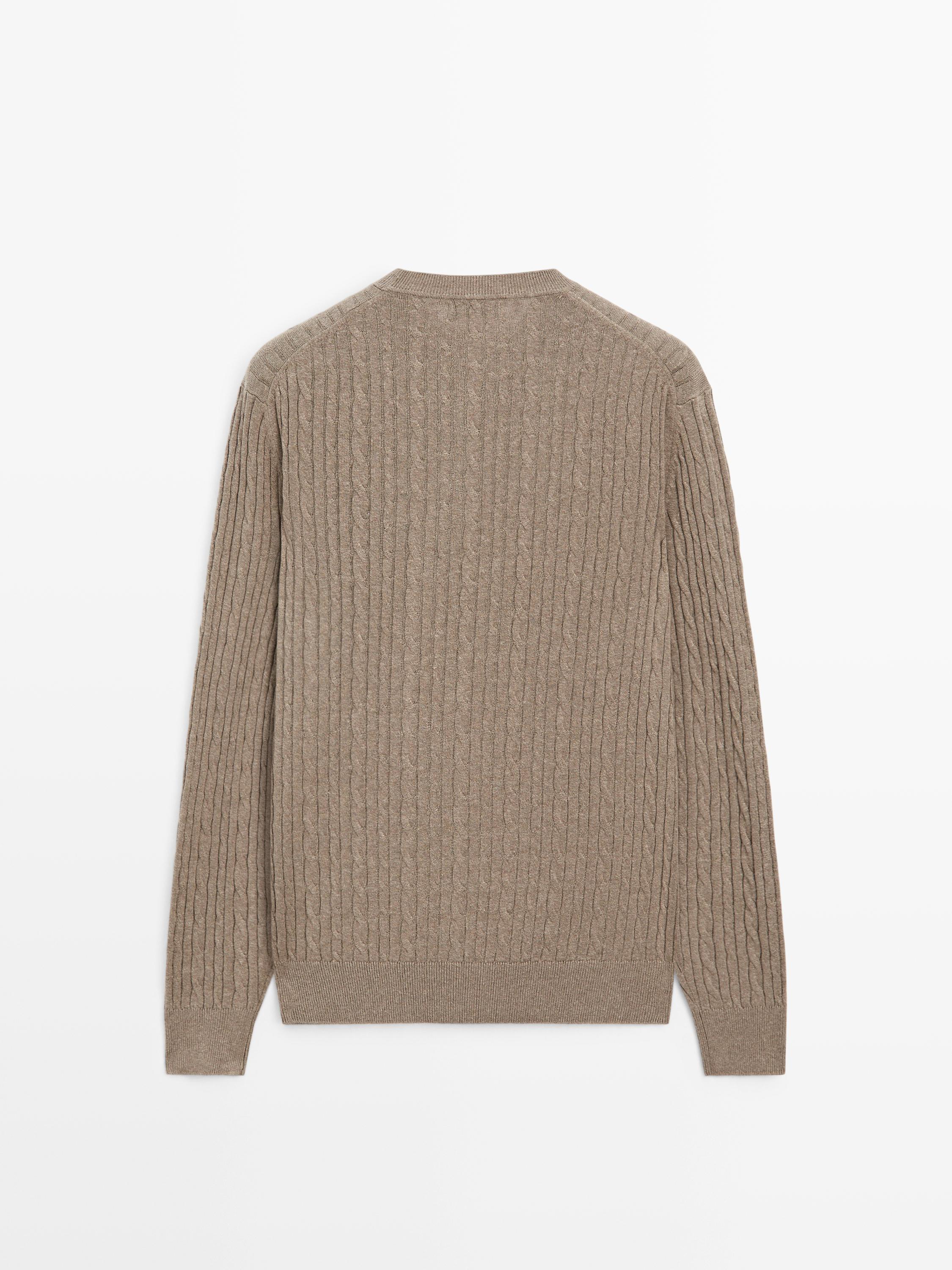 Cotton blend cable-knit sweater