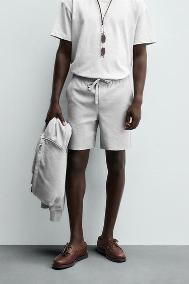 TEXTURED COMFORT BERMUDA SHORTS - Grey by Zara