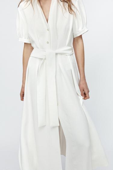 POPLIN SHIRT DRESS - Oyster-white by Zara